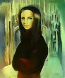Mariette Lydis, Girl with Haunting Eyes, Oil on canvas