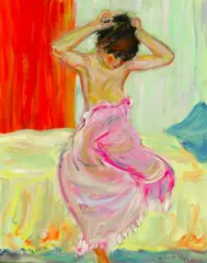 Albert Mohr, Girl Adjusting Her Hair, Oil on canvas