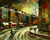 Armand Lourenco, Paris in the Rain, Oil on canvas