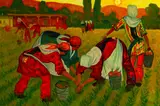 Faridoun Zoda, Women Harvesting Vegetables, Oil on canvas