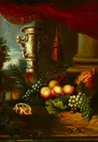 W. B. Mackie, Still Life with Vase and Fruit, Oil on canvas