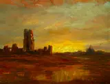 V. Cole, Roman Campagna, Oil on board