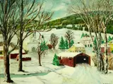 Charlotte Harding, Winter Townscape, Oil on canvas