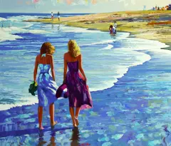 Howard Behrens, Surf Walk, Original serigraph on canvas