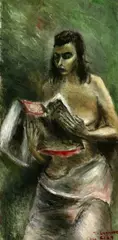 Nude Model Reading by Alexander Brook, Oil on canvas, offered Sep 2004