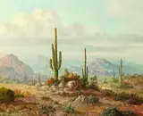 Frank Chilton, Cacti by the Mesa, Oil on canvas