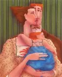 Laura Beatty and John Fehling, Family Trilogy, Watercolor and gouache