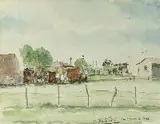 South American School, FARMYARD AND BOATYARD: TWO WORKS, the first, Watercolor