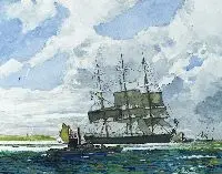 R. N. Shoemaker, Boats Along the Shore, Watercolor