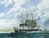 R. N. Shoemaker, Boats Along the Shore, Watercolor