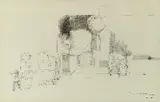 Madeleine Gekiere, Family Faced with a Dark Destiny, Pen and ink on paper