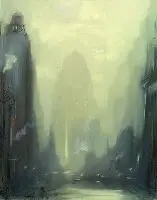 Untitled by Leon Louis Dolice, NEW YORK AT DAWN, chalk and pastel, sold Oct 2004