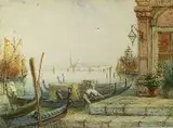 Emile H. Meyer, Gondoliers of Venice, Watercolor