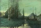 Albert Lorey Groll, Untitled, TREES REFLECTED IN THE WATER, color lithograph