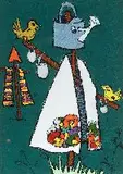 Jovan Obican, Untitled, SCARECROW AND WATERING CAN, acrylic on paper