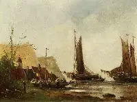 Louis Henry, Boats on the Shore, Oil on canvas