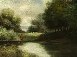 Continental School, Shepherdess by Lakeside