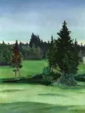Frederic Vollandt, Landscape with Trees, Oil on canvas