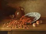 Ignaz Heinrich Gebhardt, Cherries and Peaches with Wine, Oil on canvas