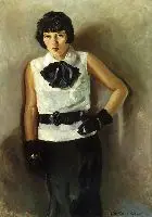 Christiane Marie Arnaut Meeker, Woman in Black and White, Oil on canvas