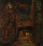 Vilnius at Night by Antanas Moteyaus Mikalauskas, Oil on canvas, offered Oct 2004