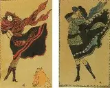 Simon Lissim, Untitled, WOMEN IN THE WIND - A PAIR, each initialed "SL" Pen and watercolor