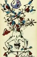 Dimitri D. Bouchene, Circus Clown, Gouache and ink on paper