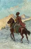 Fritz Neumann, Russian Cossak on Horseback, Oil on canvas