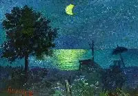 David Davidovich C. Burliuk, Evening in the Hamptons Bay, Oil on canvas