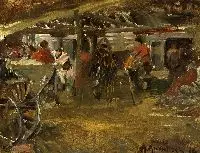 Abram Arkhipov, Market Day, Oil on board