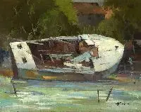 Albert Alfredson, The Old Row Boat, Oil on board