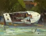 Albert Alfredson, The Old Row Boat, Oil on board