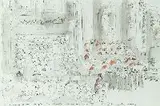 Frederick Franck, Concelebration 28 October 1964 with Cardinal Doepfner, Pen and ink wash with red chalk