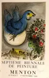 Marc Chagall, KIBBUTZ EIN HAROD, 1979, color lithographic poster, SEPTIEME BIENNALE DE PEINTRE MENTON 1968, with apocryphal signature, color lithographic poster.