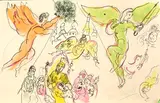 Marc Chagall, Three Double-Sided Sheets from "Le Plafond de L'Opera de Paris", Color lithograph on paper, from the book by Jacques Lassaigne, published by Andre Souret