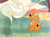 Hanna-Barbera Studios, "Scooby-Doo" Animation Cell, AND PRODUCTION DRAWING: TWO WORKS, hand-painted celluloid, and pencil on paper. - Each