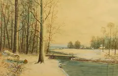First Snow by Raphael Senseman, Watercolor on board, offered Dec 2004