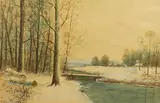 Raphael Senseman, First Snow, Watercolor on board