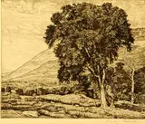 Luigi Lucioni, Peace in the Valley, Together with another Luigi Lucioni etching