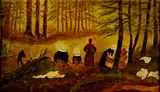 Thompson, Black Folks on Laundry Day, Oil on paper