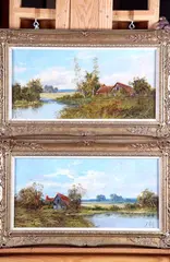 J.Cole, HAMPSHIRE LANDSCAPES: TWO WORKS, each signed lower right, Oil on board