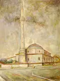 R. Kaitov, Turkish Mosque with Mineret, Oil on canvas