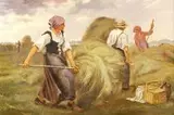 Faridoun Zoda, Farmers at Harvest Time in Field, Oil on canvas