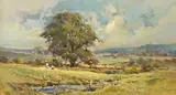 David Hyde, Country Landscape with Figures, Oil on board