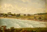 Louis E. Delius, East Hampton Along the Beach with Distant Houses, Oil on board
