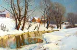 Faridoun Zoda, Along the Snowy Banks, Oil on canvas