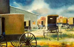 Robert Hild, Amish Gathering, Watercolor