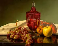 Joseph Kelly, Still Life with Grapes and Apples, Oil on canvas
