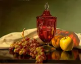 Joseph Kelly, Still Life with Grapes and Apples, Oil on canvas