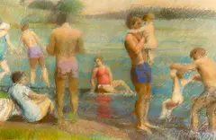 Thomas Cornell, Study for Bathers, Pastel on paper